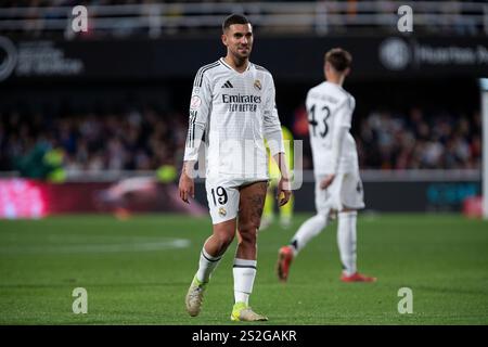 Daniel Ceballos Fernández, milieu de terrain espagnol pour le Real Madrid, avec Kylian Mbappé après avoir marqué un but pendant le match, CD Minera vs Real Madrid matc Banque D'Images