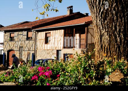 Village de San Mafrtin del Castañar, Salamanque, Espagne Banque D'Images