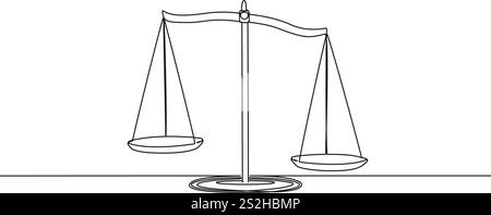 dessin simple ligne continu des balances de poids, illustration vectorielle de dessin au trait Illustration de Vecteur