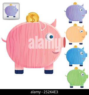 Ensemble vectoriel de belles tirelires. SPE 10 Illustration de Vecteur