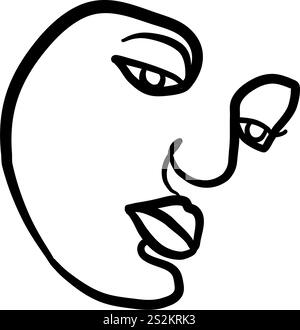 visage de fille, lineart, en ligne - illustration vectorielle Illustration de Vecteur