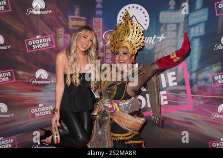 Paige Turley et un invité participant à une fête de lancement de la nouvelle série de Geordie Shore, au Thai Square Restaurant and Club, au centre de Londres. Date de la photo : mardi 7 janvier 2025. Banque D'Images
