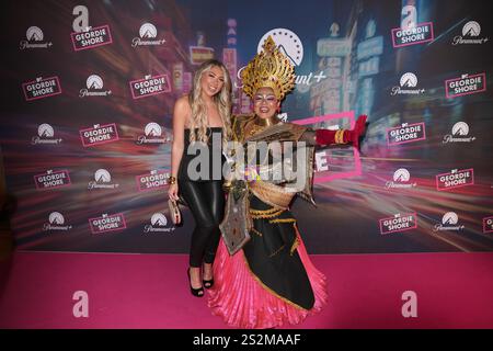 Paige Turley et un invité participant à une fête de lancement de la nouvelle série de Geordie Shore, au Thai Square Restaurant and Club, au centre de Londres. Date de la photo : mardi 7 janvier 2025. Banque D'Images