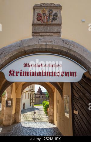 Rothenburg ob der Tauber, Allemagne - 8 août 2024 : le Musée médiéval du crime est dédié à l'histoire du droit et des poursuites pénales du Mid Banque D'Images