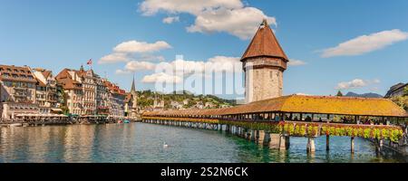 Pont historique de la Chapelle de Lucerne, Suisse centrale Banque D'Images