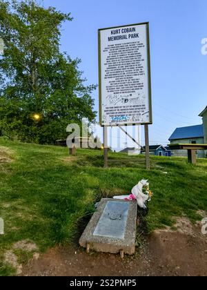Kurt Cobain Memorial Park, situé dans la ville natale du musicien d'Aberdeen, Washington, est un hommage au légendaire chanteur de Nirvana. Banque D'Images