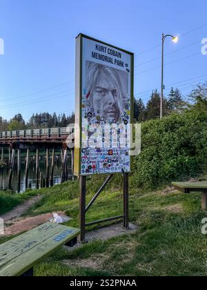 Kurt Cobain Memorial Park, situé dans la ville natale du musicien d'Aberdeen, Washington, est un hommage au légendaire chanteur de Nirvana. Banque D'Images