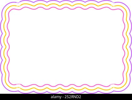 Cadre rectangulaire coloré avec bords ondulés. Forme géométrique avec bordures festonnées. Zone de texte vierge, bannière, titre, étiquette ou étiquette isolé sur fond blanc. Illustration vectorielle. Illustration de Vecteur