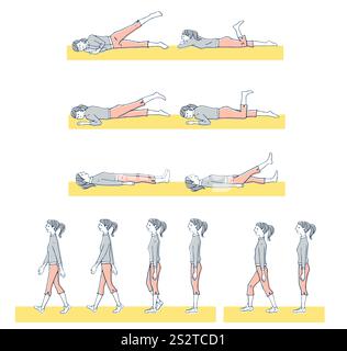 Exercez des mouvements de marche et des étirements Banque D'Images