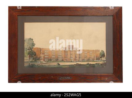 Francis Humphrey William Woolrych - The Official architectural Rendering of Vashon Highschool, Saint Louis Aquarelle sur papier, signée par l'artiste en bas à gauche, 1925. Banque D'Images