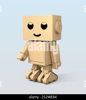 Image de robot de boîte en carton mignon. Banque D'Images