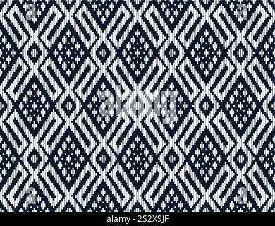 Motif sans couture ikat à la mode en forme de diamant noir et blanc pour la décoration, les impressions de tissu et de textile, le papier peint, le fond et d'autres impressions Illustration de Vecteur