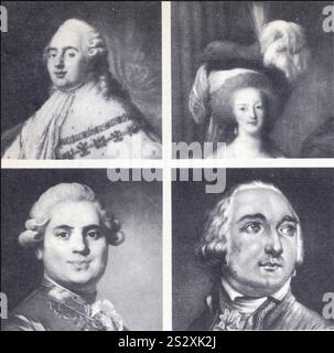 La famille royale.Louis XVI,né en 1754..la reine Marie-Antoinette.Monsieur,frère du roi,Louis,Stanislas,Xavier,comte de Provence.le duc d'Orléans,Loi Banque D'Images