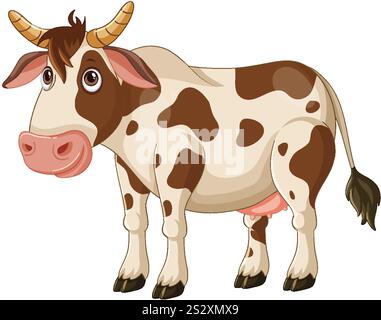 Illustration de vache mignonne avec des taches brunes Illustration de Vecteur