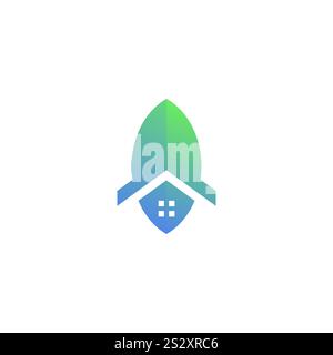 Vecteur d'icône Leaf Home. Logo Green House Illustration de Vecteur