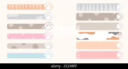Ensemble de bulles de parole d'empreinte de pawprint pour animaux de compagnie, séparateurs. Marque-pages d'impression de pattes mignonnes Illustration de Vecteur
