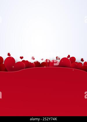 saint valentin beaux coeurs rouges sur affiche blanche Banque D'Images