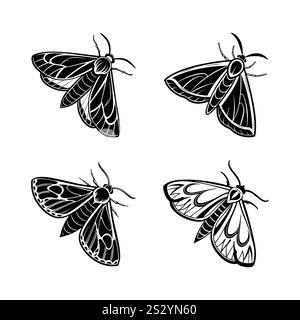 silhouettes de papillon noir simple illustration vectorielle propre eps haute qualité fichier entièrement éditable sur un fond blanc Illustration de Vecteur