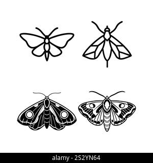 silhouettes de papillon noir simple illustration vectorielle propre eps haute qualité fichier entièrement éditable sur un fond blanc Illustration de Vecteur