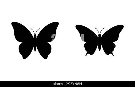 silhouettes de papillon couleur noire simple propre illustration vectorielle eps haute qualité fichier entièrement éditable sur un fond blanc Illustration de Vecteur