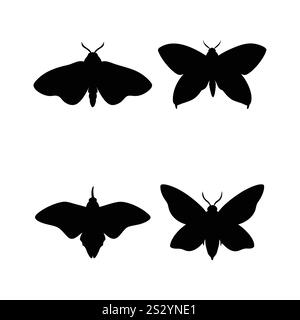 silhouettes de papillon noir simple illustration vectorielle propre eps haute qualité fichier entièrement éditable sur un fond blanc Illustration de Vecteur