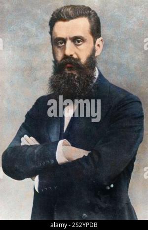 Theodor Herzl (1860-1904) journaliste juif austro-hongrois, avocat, écrivain, dramaturge et militant politique, père du sionisme politique moderne. Banque D'Images