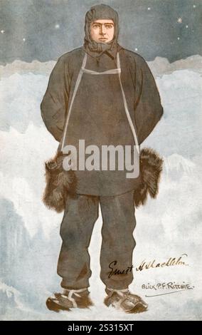 Sir Ernest Henry Shackleton (1874-1922), explorateur de l'Antarctique, portrait peint lithographique par Alexander (Alick) Penrose Forbes Ritchie, après 1907 Banque D'Images