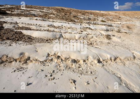 Pente rocheuse blanche dans le Néguev, Israël Banque D'Images