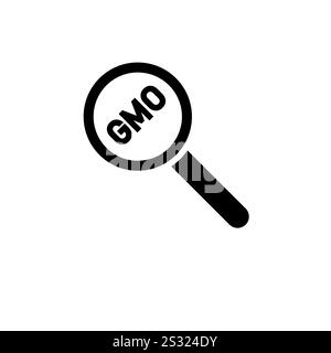 OGM de recherche, icône de vecteur plat solide de loupe scientifique isolé sur fond blanc. Illustration de Vecteur