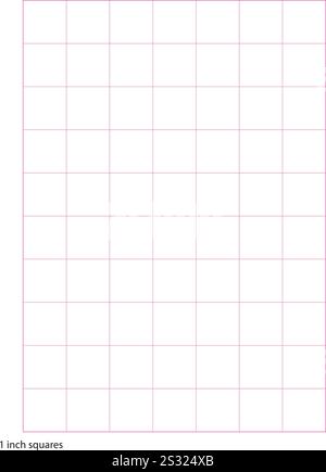 Graph Paper 1 pouce carrés imprimable modèle A4 format de carnet. Grille rose graphique pour université, journaux, journal ou mathématique imprimable Illustration de Vecteur