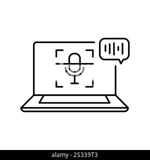 Icône de ligne noire de reconnaissance vocale. Elément isolé par vecteur. Contour modifiable. Illustration de Vecteur