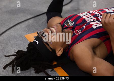 Vitoria Gasteiz, Espagne. 06 janvier 2025. Chima Monekependant la victoire du Real Madrid sur le Baskonia 82 - 89 en Liga Endesa 2024/25 match de saison régulière (jour 15) célébré à Fernando Buesa Arena (Vitoria Gasteiz Espagne). 6 janvier 2025. (Photo de Juan Carlos García Mate/Pacific Press/Sipa USA) crédit : Sipa USA/Alamy Live News Banque D'Images