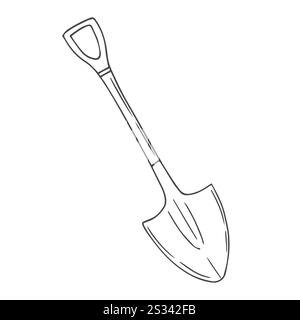 Icône de doodle de contour de pelle dessinée à la main de vecteur. Illustration de croquis de pelle pour impression, web, mobile et infographie isolé Illustration de Vecteur