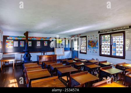 Amish One Room Schoolhouse dans le village amish en Pennsylvanie pays néerlandais, comté de Lancaster, Pennsylvanie, États-Unis Banque D'Images