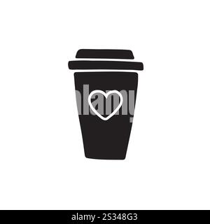 Vecteur dessiné à la main doodle esquisse de café à emporter tasse isolé sur fond blanc Illustration de Vecteur