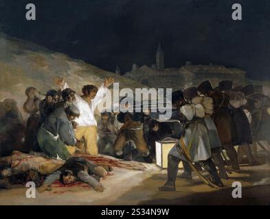 Titre : le 3 mai 1808 artiste : Francisco Goya (Francisco José de Goya y Lucientes) année : 1814 médium : huile sur toile dimensions : 266 cm x 345 cm lieu : Musée Lázaro Galdiano Banque D'Images