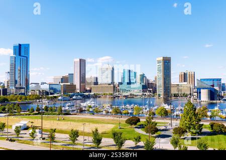 Inner Harbor et Rash Field Park à Baltimore, Maryland, États-Unis Banque D'Images
