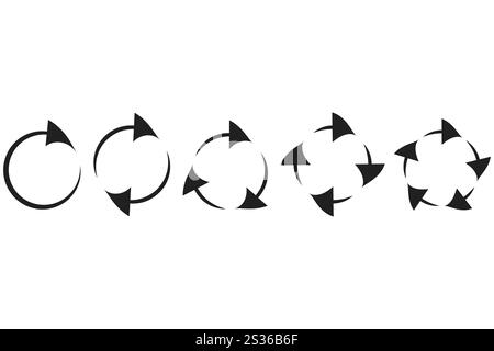 Icône de collection de flèches. Flèches directionnelles noires. Vecteur de formes minimales. Pointeur de navigation défini. Illustration de Vecteur