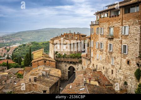 Beau paysage urbain à Pérouse, Ombrie - Italie Banque D'Images