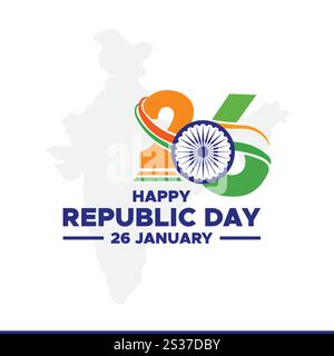 26 janvier - Happy Republic Day of India Banner Design. Célébration du jour de la République indienne. Concept créatif Happy Republic Day. 26 janvier Indien Illustration de Vecteur