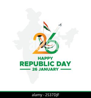 26 janvier - Happy Republic Day of India Banner Design. Célébration du jour de la République indienne. Concept créatif Happy Republic Day. 26 janvier Indien Illustration de Vecteur