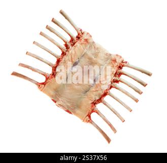 côtes de rechange crues isolées sur blanc. côtes de rechange crues Banque D'Images