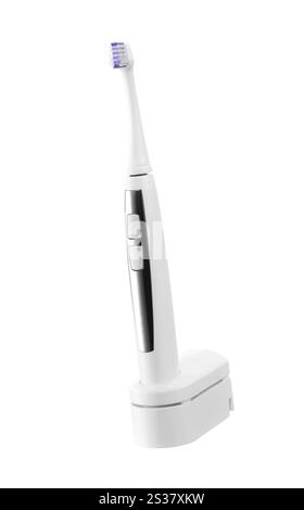 Brosse à dents électrique isolée sur fond blanc. Brosse à dents électrique Banque D'Images