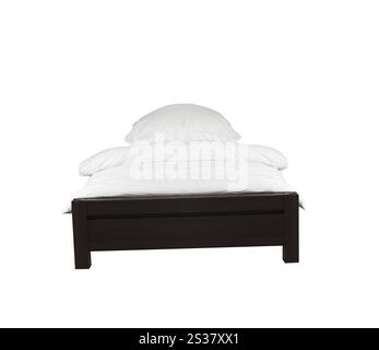 Lit isolé sur fond blanc. Lit Banque D'Images