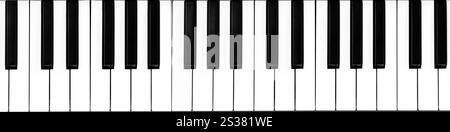 Clavier de piano isolé sur fond blanc. Gros plan du clavier de piano Banque D'Images