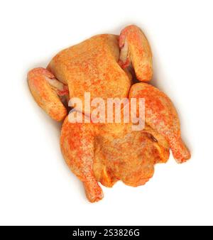 Poulet rôti sur fond blanc. Poulet rôti isolé Banque D'Images