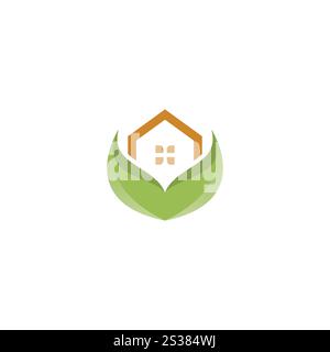 Nature Home logo vecteur. Icône de feuille immobilière Illustration de Vecteur