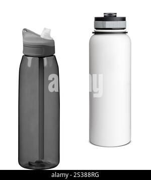 Bouteilles en plastique isolées sur fond blanc. Bouteilles en plastique Banque D'Images
