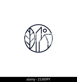 Icône du logo Building nature Leaf. Design Home Leaf Line Illustration de Vecteur