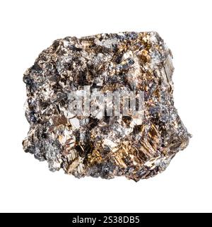 Gros plan de l'échantillon de pierre naturelle de la collection géologique - minéral de bismuth indigène non poli isolé sur fond blanc de Hartenstein, Banque D'Images